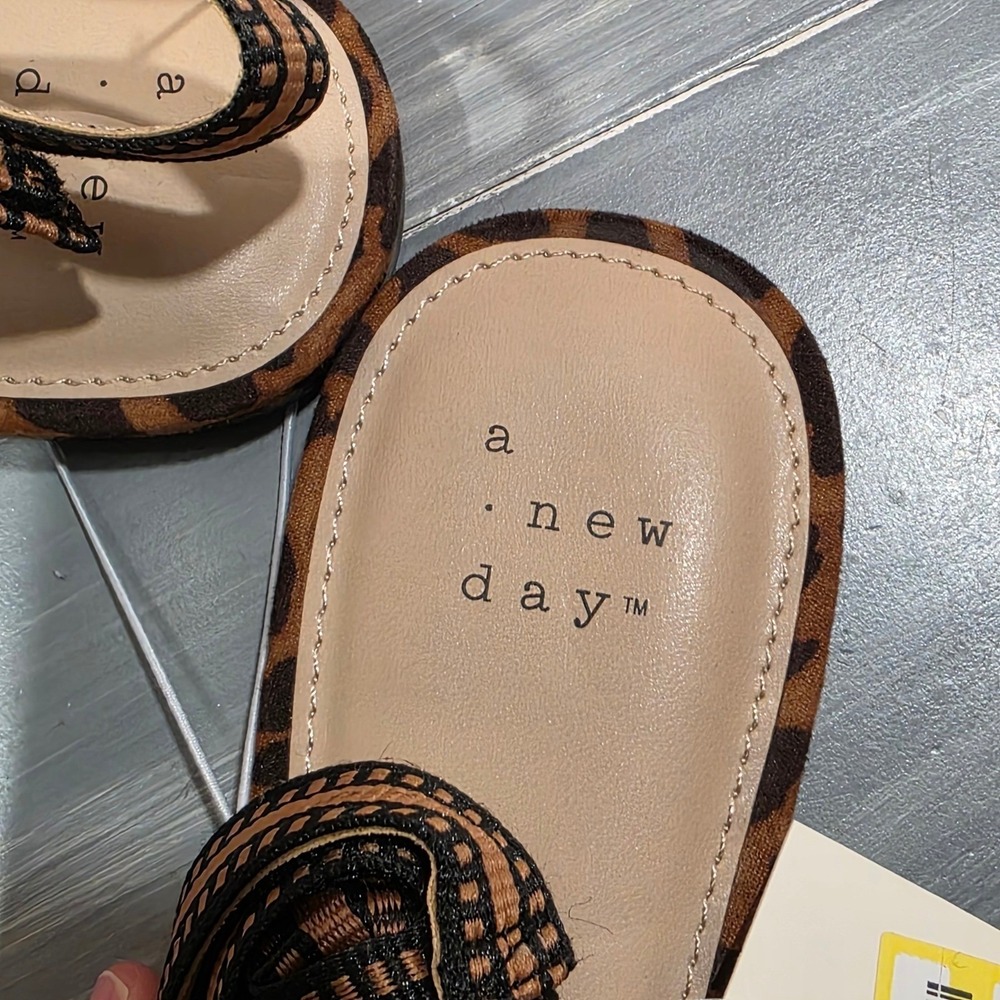 A New Day London Slingback Flats Leopard Print Pointed Toe Brown Black - Picture 8 of 11